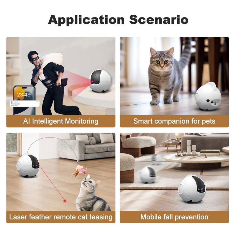 Smart Pet Camera Robot, 4MP Pet Companion Camera with Two-Way Audio, Mobile Pet Monitor for Dogs and Cats, Indoor Home Pet Camera
