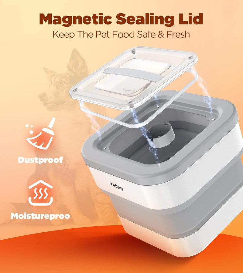 Collapsible Pet Food Storage Container for Dog and Cat Food, Portable Airtight Kibble Bin with Lid for Travel, Camping and Home Use