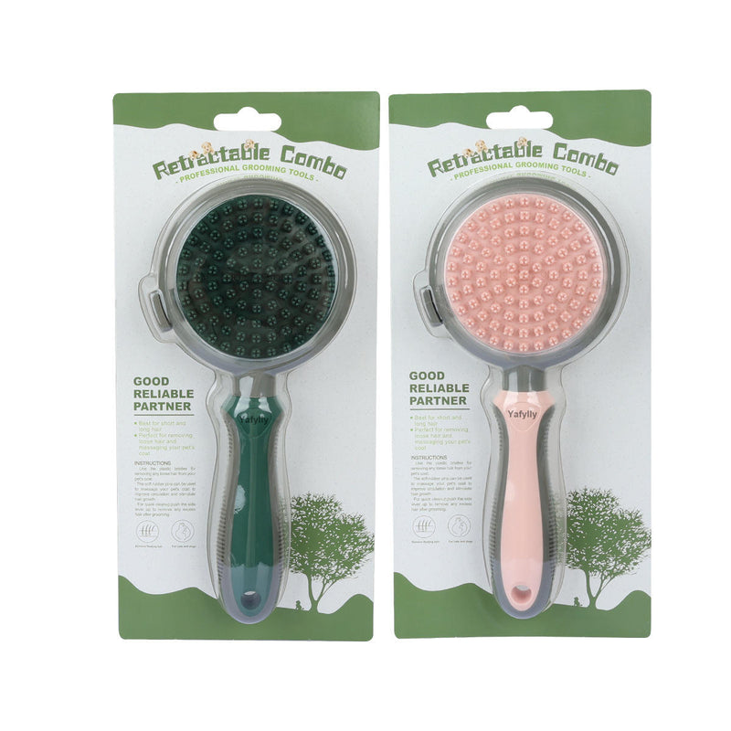 Self-Cleaning Pet Grooming Brush for Dogs and Cats – Double-Sided Hair Remover Comb for Shedding and Coat Care
