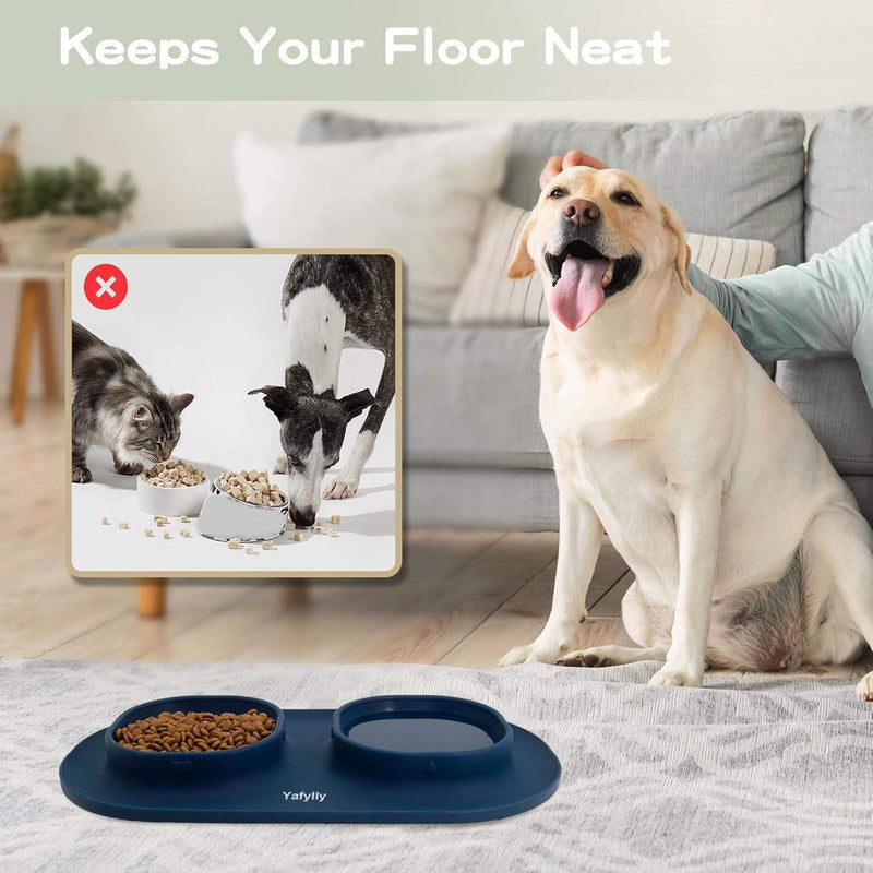 Dog Food and Water Bowls Set with No-Spill Base, Non-Slip Pet Feeding Station for Dogs and Cats, Raised Double Bowl Set for Daily Meals