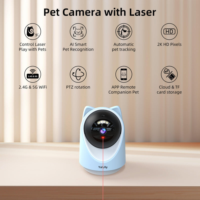 5G and 2.4GHz WiFi Pet Camera for Dogs and Cats, 1080P Indoor Camera with AI Motion Detection, Night Vision and Two-Way Audio