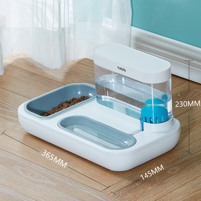 Rectangle Automatic Pet Feeder and Water Fountain for Cats and Small Dogs, 2-in-1 Food Bowl and Water Dispenser for Daily Indoor Feeding