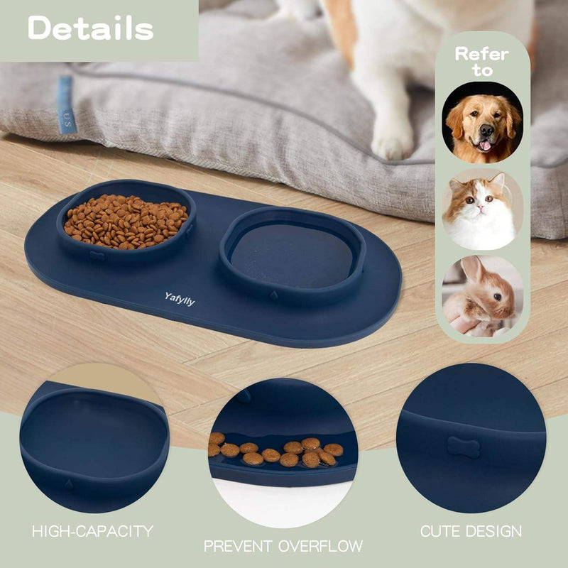 Dog Food and Water Bowls Set with No-Spill Base, Non-Slip Pet Feeding Station for Dogs and Cats, Raised Double Bowl Set for Daily Meals