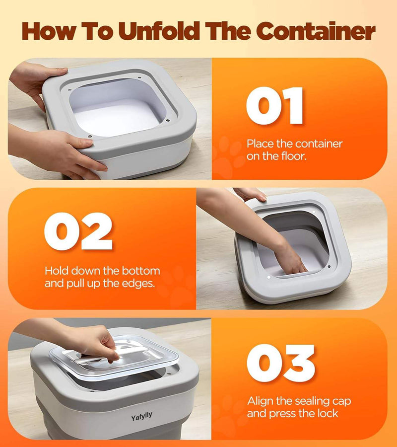 Collapsible Pet Food Storage Container for Dog and Cat Food, Portable Airtight Kibble Bin with Lid for Travel, Camping and Home Use