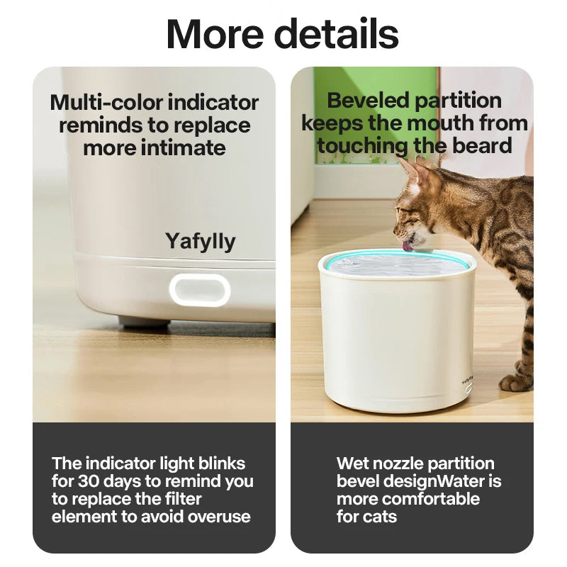 Cat Water Fountain, Automatic Pet Water Dispenser for Cats and Small Dogs, Quiet Indoor Drinking Fountain with Circulating Water and Filter