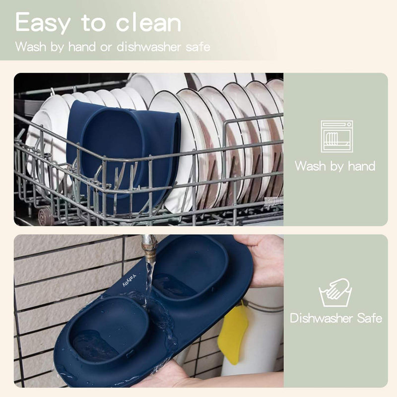 Dog Food and Water Bowls Set with No-Spill Base, Non-Slip Pet Feeding Station for Dogs and Cats, Raised Double Bowl Set for Daily Meals