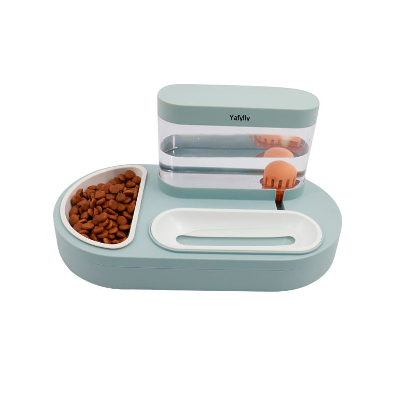 Oval Automatic Pet Feeder and Water Fountain for Cats and Small Dogs, 2-in-1 Food Bowl and Water Dispenser for Daily Indoor Feeding