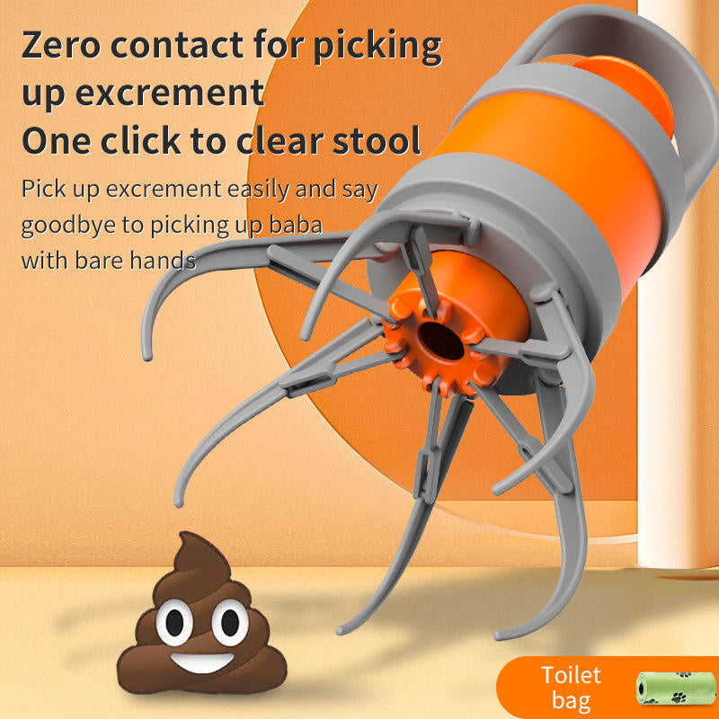 No-Touch Dog Poop Scooper, Portable Pet Waste Picker with Long Handle, Claw-Style Pooper Scooper for Walks, Yard Cleanup and Outdoor Use