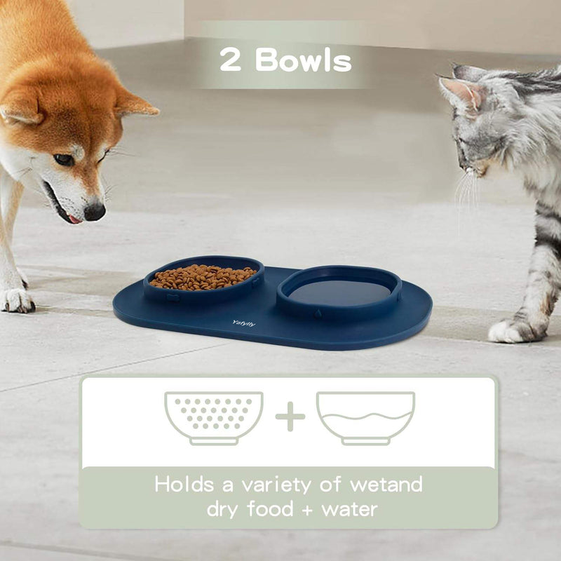Dog Food and Water Bowls Set with No-Spill Base, Non-Slip Pet Feeding Station for Dogs and Cats, Raised Double Bowl Set for Daily Meals