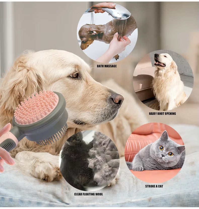 Self-Cleaning Pet Grooming Brush for Dogs and Cats – Double-Sided Hair Remover Comb for Shedding and Coat Care
