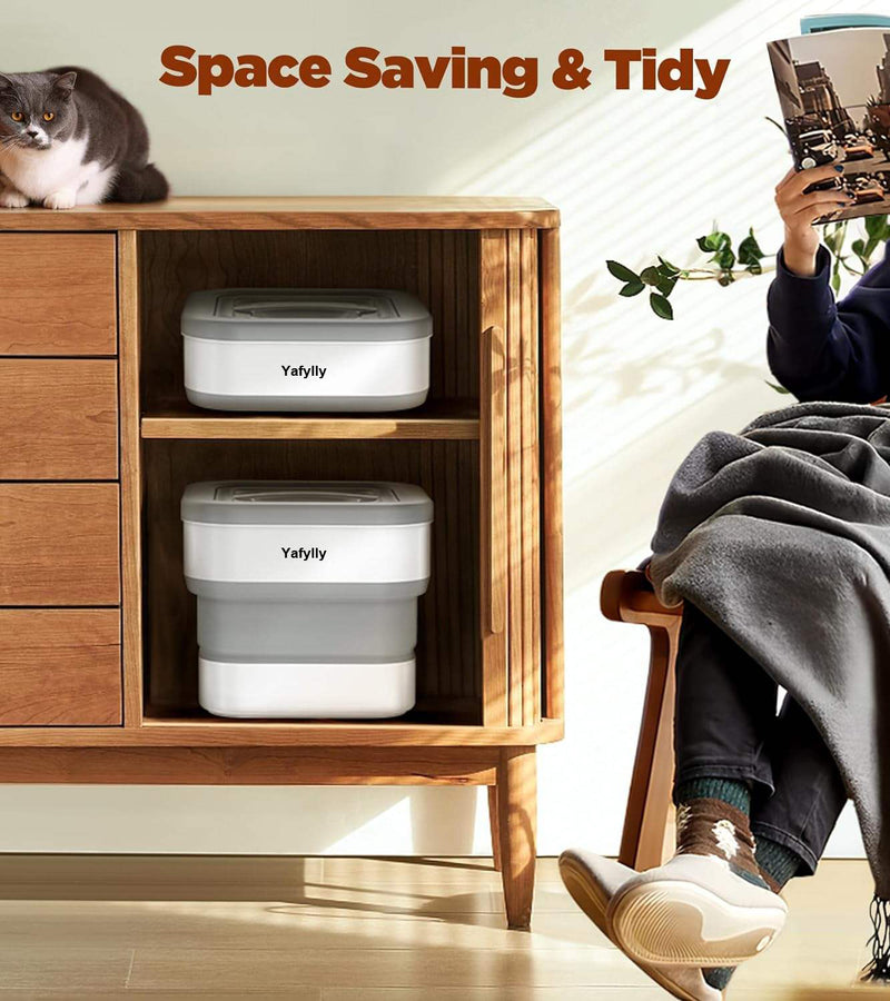 Collapsible Pet Food Storage Container for Dog and Cat Food, Portable Airtight Kibble Bin with Lid for Travel, Camping and Home Use