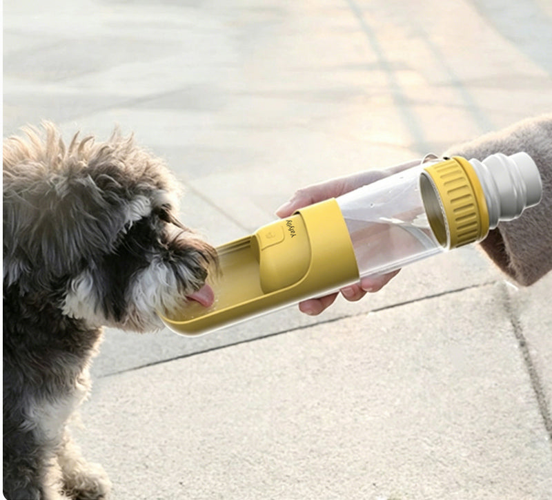 Portable Pet Water Bottle with Built-In Bowl, Leak-Resistant Dog Travel Water Dispenser for Walking, Hiking, Camping and Outdoor Use