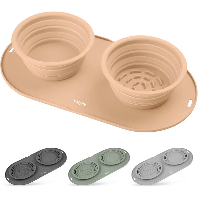 Collapsible Dog Bowl Set for Food and Water, Portable Travel Pet Bowls for Dogs and Cats, Foldable Feeding Bowls for Walking, Hiking and Camping