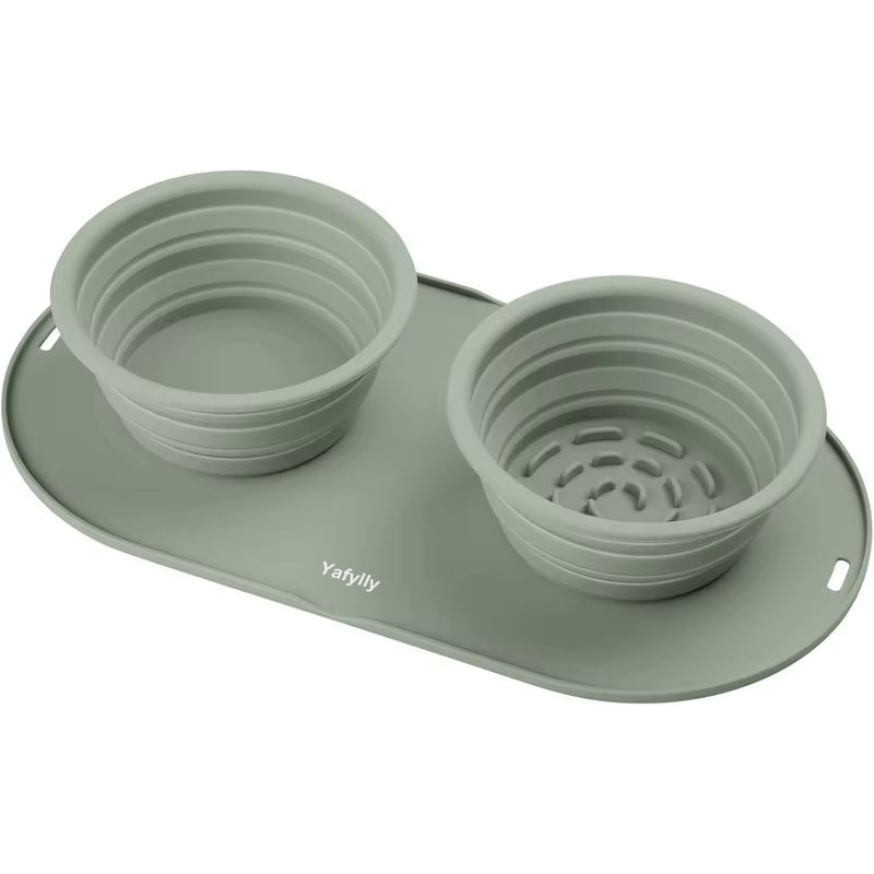 Collapsible Dog Bowl Set for Food and Water, Portable Travel Pet Bowls for Dogs and Cats, Foldable Feeding Bowls for Walking, Hiking and Camping