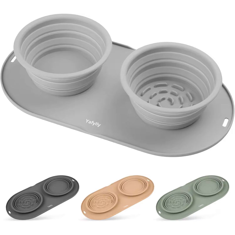 Collapsible Dog Bowl Set for Food and Water, Portable Travel Pet Bowls for Dogs and Cats, Foldable Feeding Bowls for Walking, Hiking and Camping
