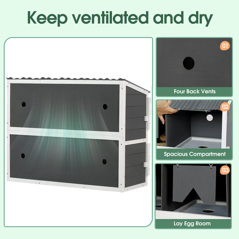 Nesting Boxes for Chickens, Wooden Chicken Nesting Box, 8 Compartments Egg Laying Boxes for Hens, Ducks and Poultry with Rollout Eggs Collection, PVC Roofing and Foldable Perches, 47"Lx26.4"Wx35.4"H