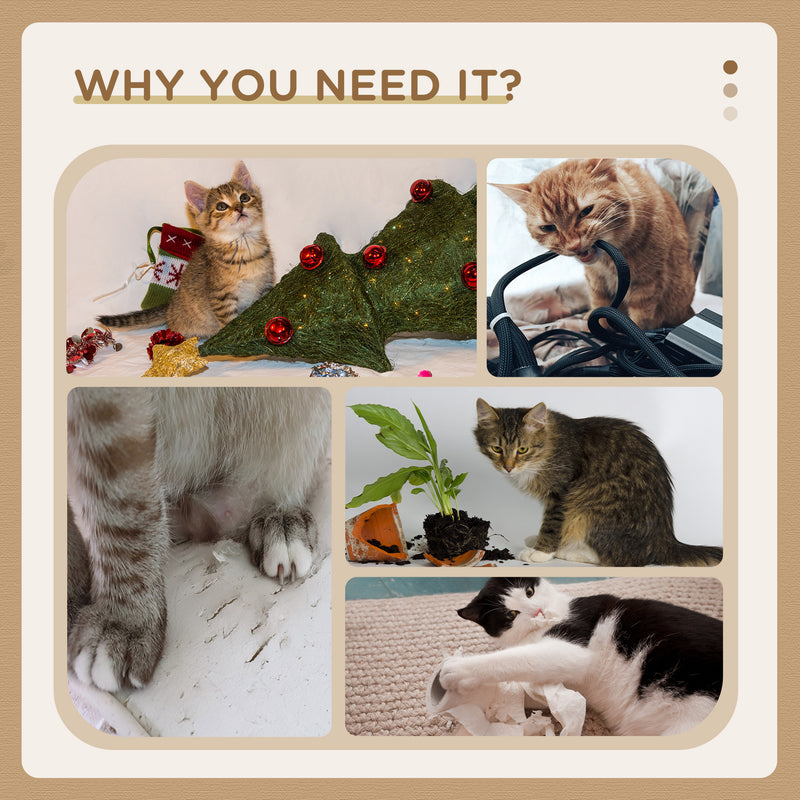 38" Cat Tree for Indoor Cats, Cat Tower with Scratching Posts, Ramp, Condo, Toy Balls, Platform, Bed, Ramp, Beige