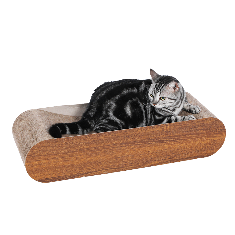 Scratching Board, Cardboard Lounge Bed, Bone Shape Design, Recyclable Corrugated Scratching Pad, Stable and Durable, Furniture Protector, Reversible, Wood