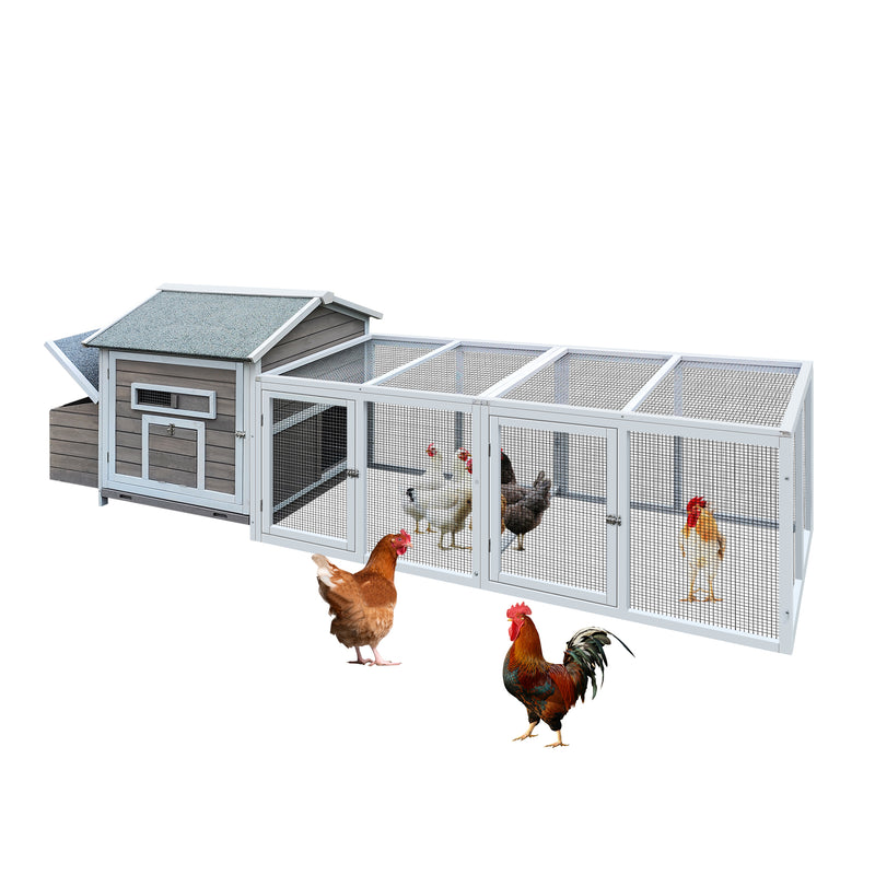 118＂Wooden Chicken Coop Outdoor Hen House Poultry Cage with Free-range Doors, Nesting Box,Leakproof Pull-on Tray