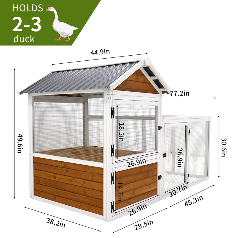 77"Large outdoor chicken coop Wooden chicken coop, duck coop with nest box, bird cage, rabbit cage - waterproof PVC board ( yellow brown  gradient 80°)L