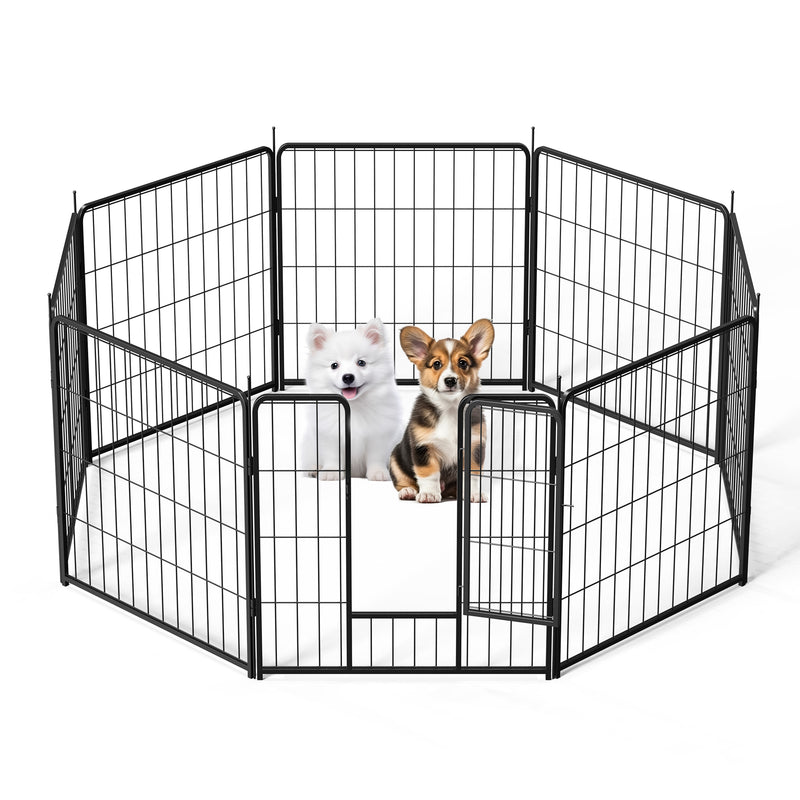 Dog Playpen Indoor Outdoor, 8 Panels Fence with Anti-Rust Coating, Metal Heavy Portable Foldable Dog Pen for Large, Medium Small Dogs RV Yard Camping