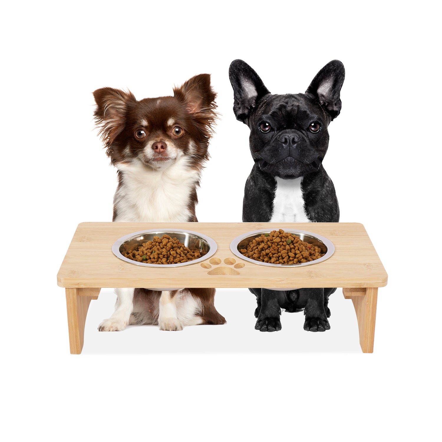 Raised Dog Bowl Stand for Medium Sized Dogs, Elevated Dog Bowls, Bamboo Raised Dog Bowl, Dog Food Bowl Stand, Feeding Station