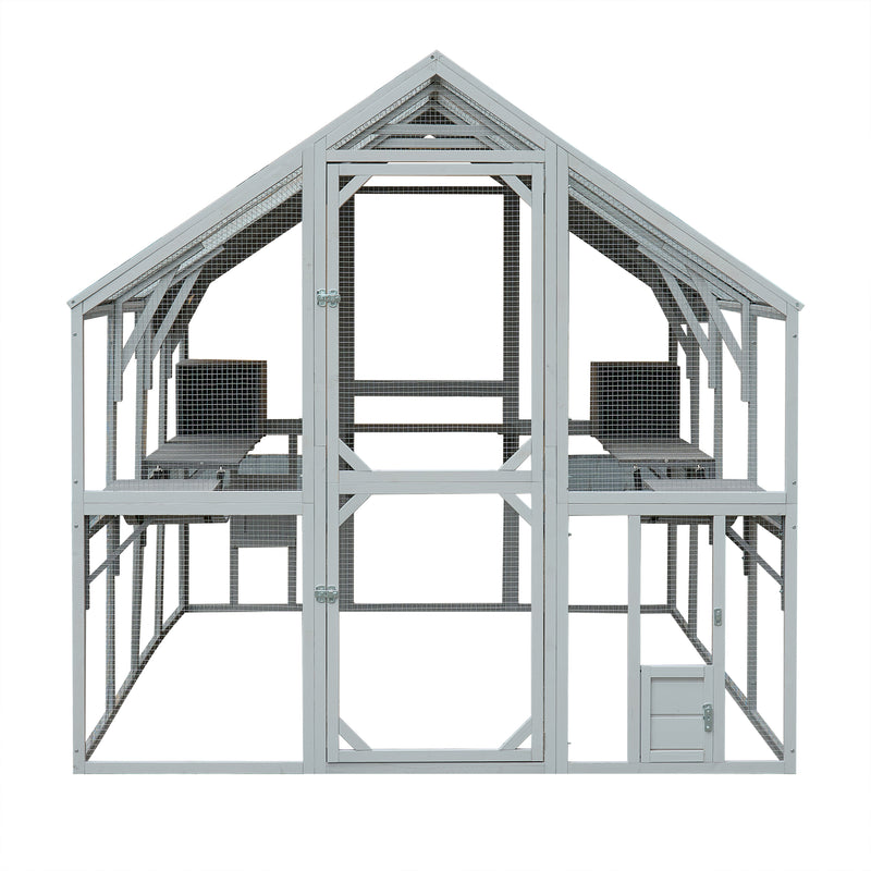 Outdoor Cat House Cat Enclosures 110" Large Kitten Playpen with Platforms,Upgrade Waterproof Cover & White