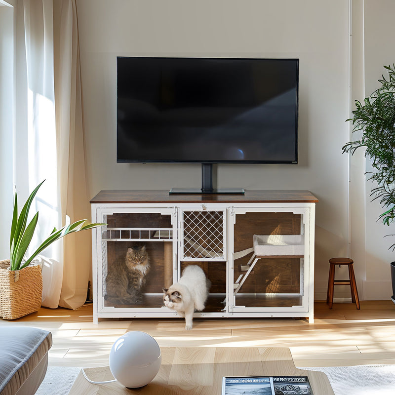 Wooden Cat House, cat villa, cat cages indoor, TV stand with cat house