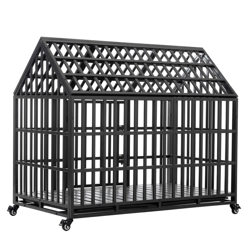 Heavy Duty Dog Crate Large Dog cage Strong Metal Dog Kennels and Crates for Large Dogs with 4 Lockable Wheels