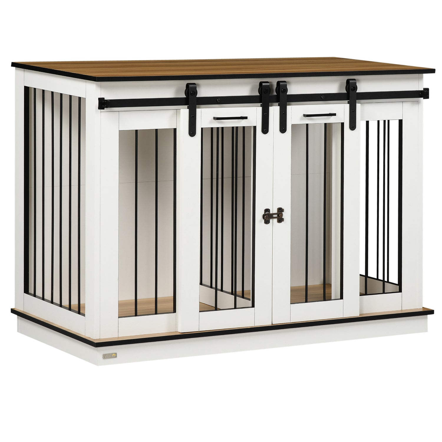 Dog Crate Furniture with Divider, Dog Crate End Table for Small to Large Dogs, Large Indoor Dog Kennel with Double Doors, 47"W x 23.5"D x 35"H, White