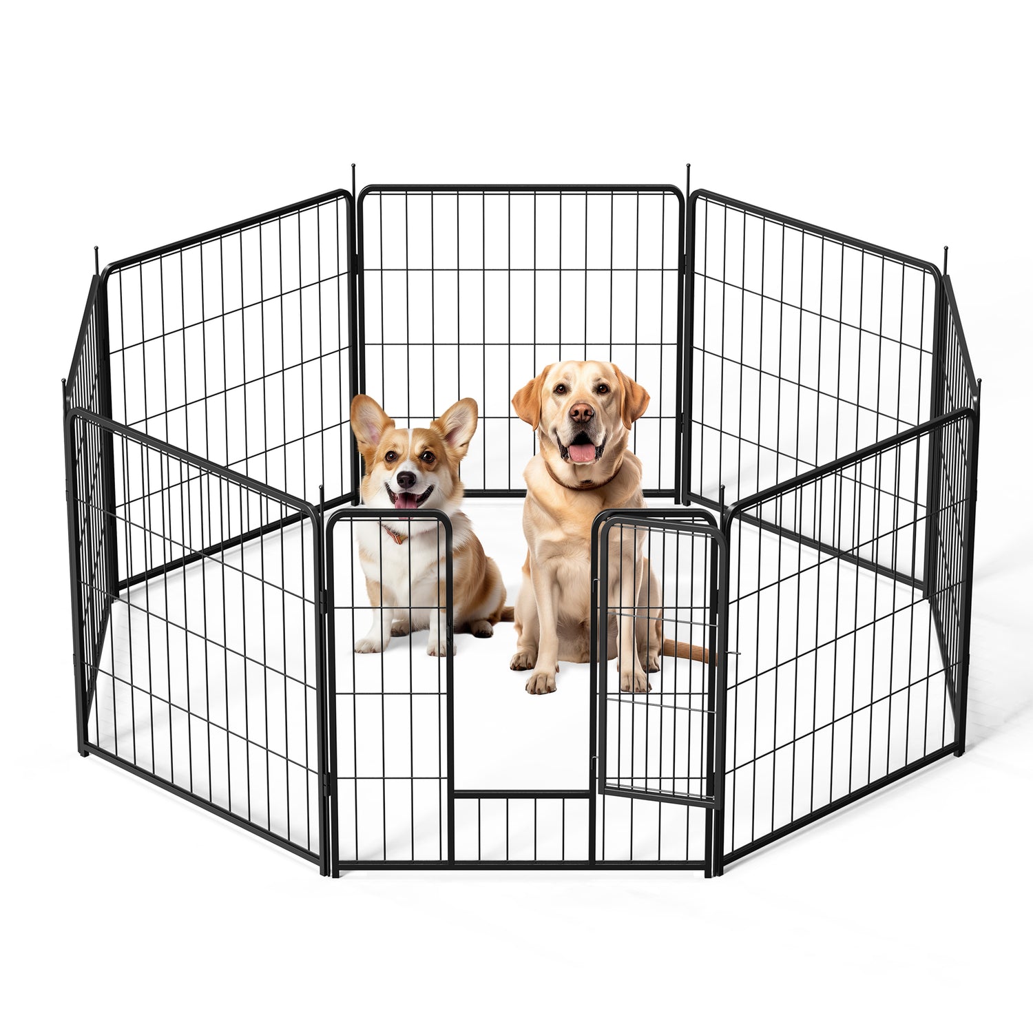 Dog Playpen Indoor Outdoor, 8 Panels Fence with Anti-Rust Coating, Metal Heavy Portable Foldable Dog Pen for Large, Medium Small Dogs RV Yard Camping