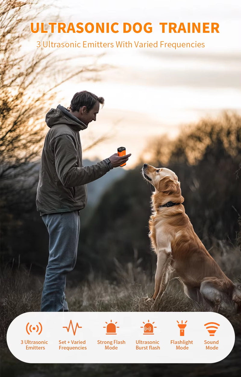 Ultrasonic Dog Training Device, Portable Anti-Bark Training Tool for Dogs, Handheld Dog Behavior Training Aid for Barking, Recall and Daily Training