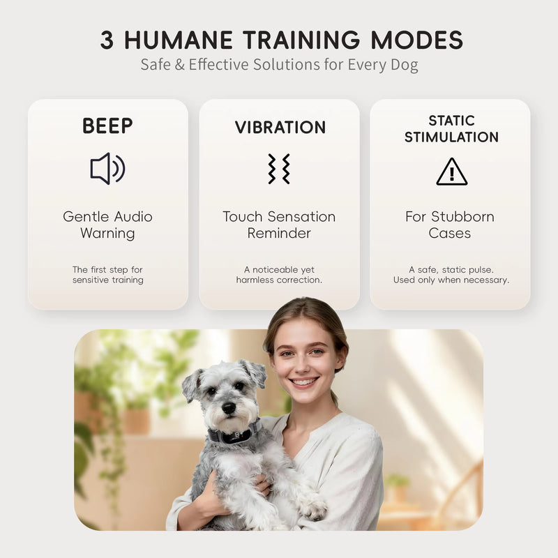 Smart Rechargeable Anti-Bark Collar for Dogs, Adjustable Bark Control Training Collar with Intelligent Bark Detection, Lightweight Dog Training Aid for Small, Medium and Large Dogs
