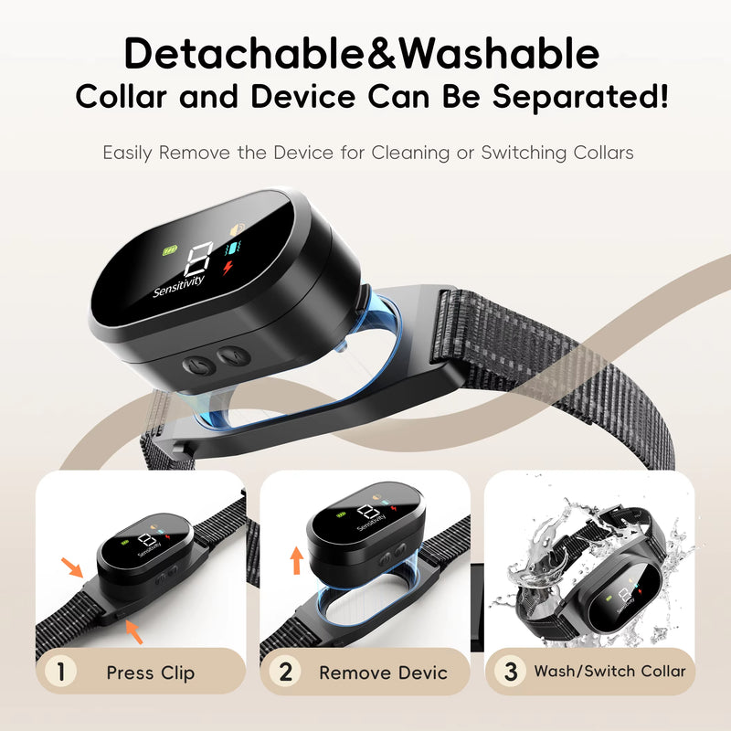Smart Rechargeable Anti-Bark Collar for Dogs, Adjustable Bark Control Training Collar with Intelligent Bark Detection, Lightweight Dog Training Aid for Small, Medium and Large Dogs