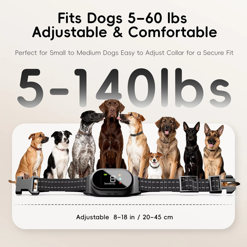 Smart Rechargeable Anti-Bark Collar for Dogs, Adjustable Bark Control Training Collar with Intelligent Bark Detection, Lightweight Dog Training Aid for Small, Medium and Large Dogs