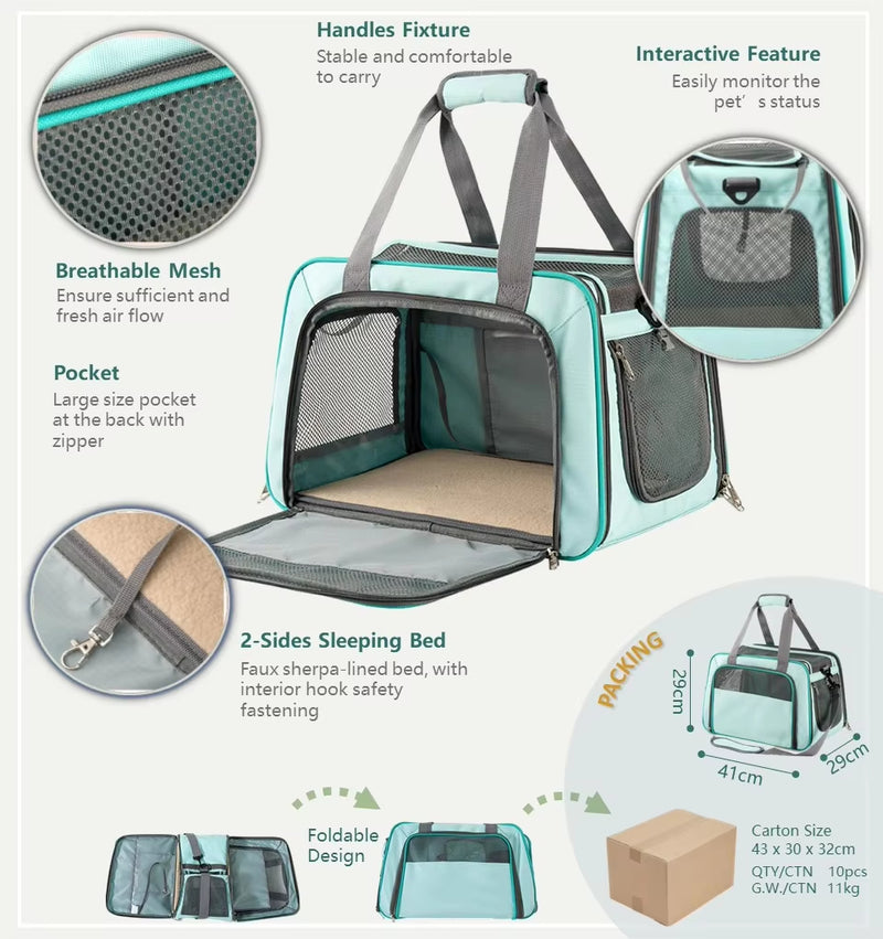 Pet Carrier Sling Bag for Small Dogs & Cats, Hands-Free Travel Shoulder Carrier with Safety Hook, Lightweight Portable Pet Tote for Walking, Hiking and Everyday Use