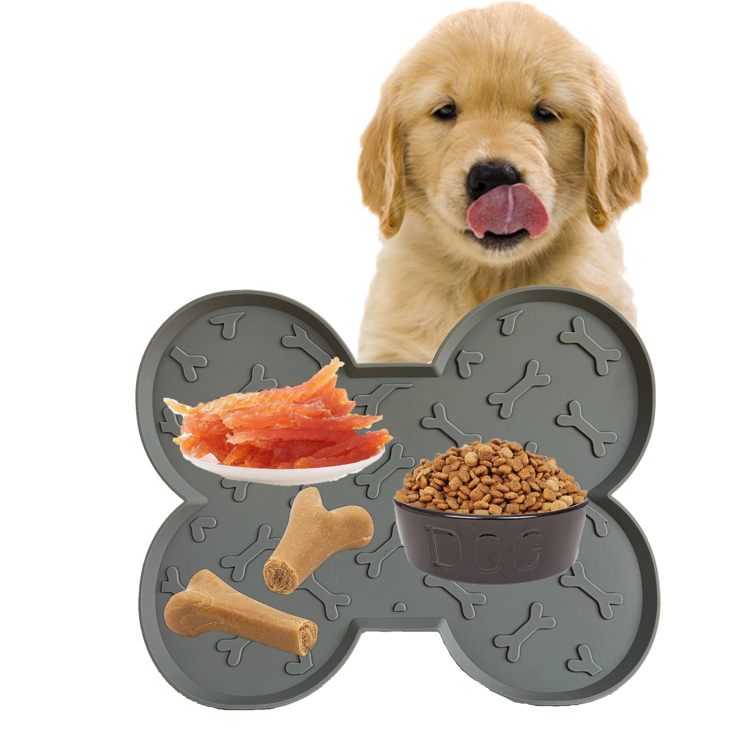Silicone Pet Feeding Mat for Dogs and Cats, Waterproof Food and Water Bowl Mat with Raised Edge, Easy-Clean Pet Placemat for Daily Feeding