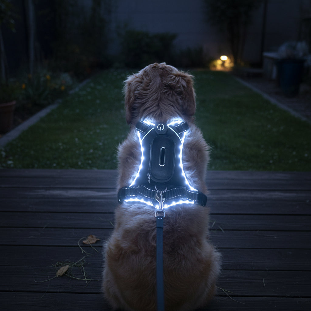LED Dog Collar with USB Rechargeable Light, Adjustable Reflective Pet Collar for Night Walks, Training and Outdoor Use