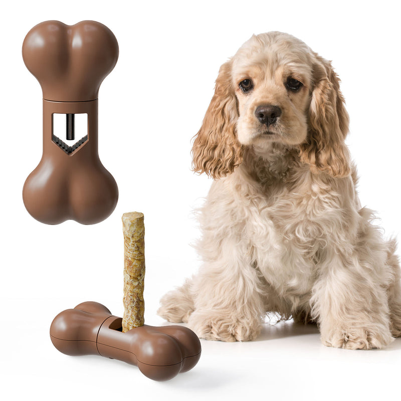 Bone Shape Dog Bully Stick Holder, Chew Stick Safety Holder for Dogs, Durable Pet Chew Toy Accessory for Bully Sticks, Dental Chews and Treats
