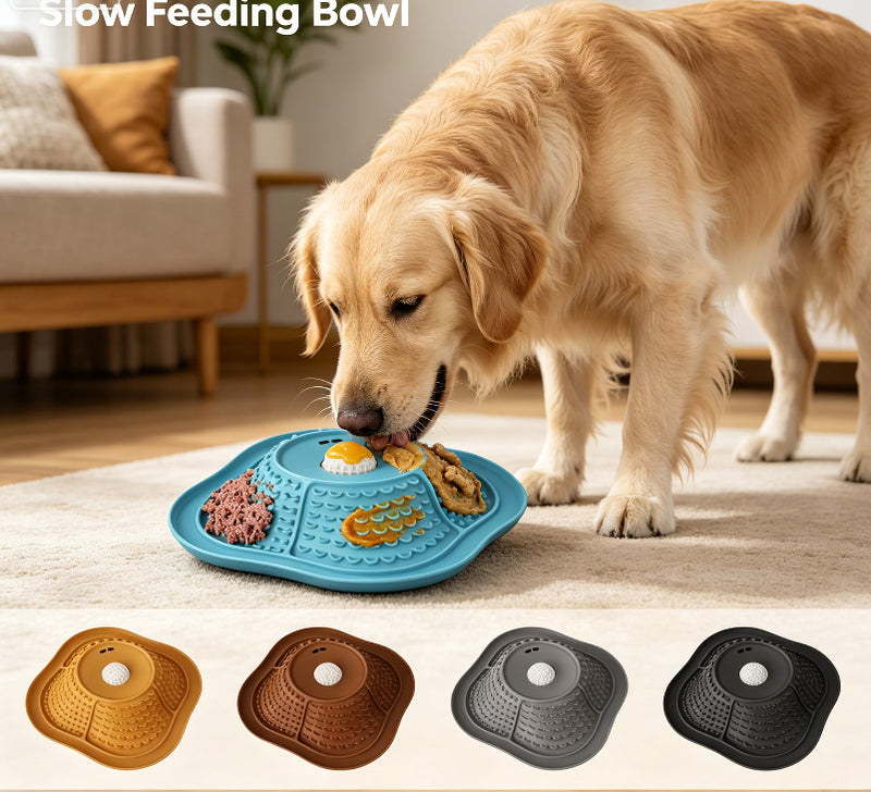 Silicone 2-in-1 Slow Feeder Mat for Dogs and Cats, Pet Lick Mat and Feeding Mat, Easy-Clean Slow Eating Bowl Mat for Daily Meals and Treats