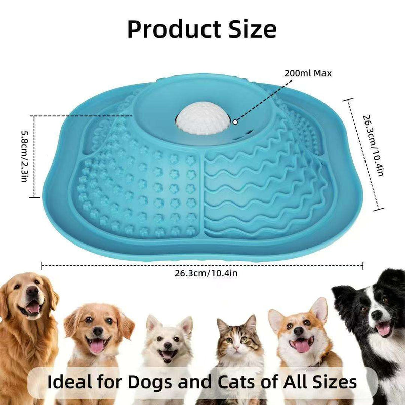 Silicone 2-in-1 Slow Feeder Mat for Dogs and Cats, Pet Lick Mat and Feeding Mat, Easy-Clean Slow Eating Bowl Mat for Daily Meals and Treats
