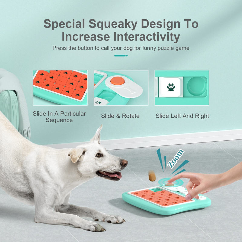 Squeaky Interactive Dog Puzzle Toy, Non-Slip Treat Dispensing Toy for Dogs, Slow Feeder Enrichment Toy for Training, Chewing and Mental Stimulation