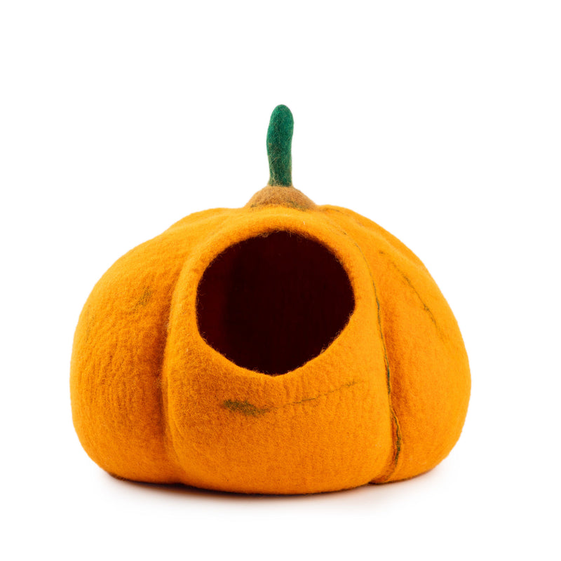 Handcrafted Wool Felt Cat Cave, Cozy Hideaway Bed for Cats, Modern Indoor Cat House with Soft Cushion