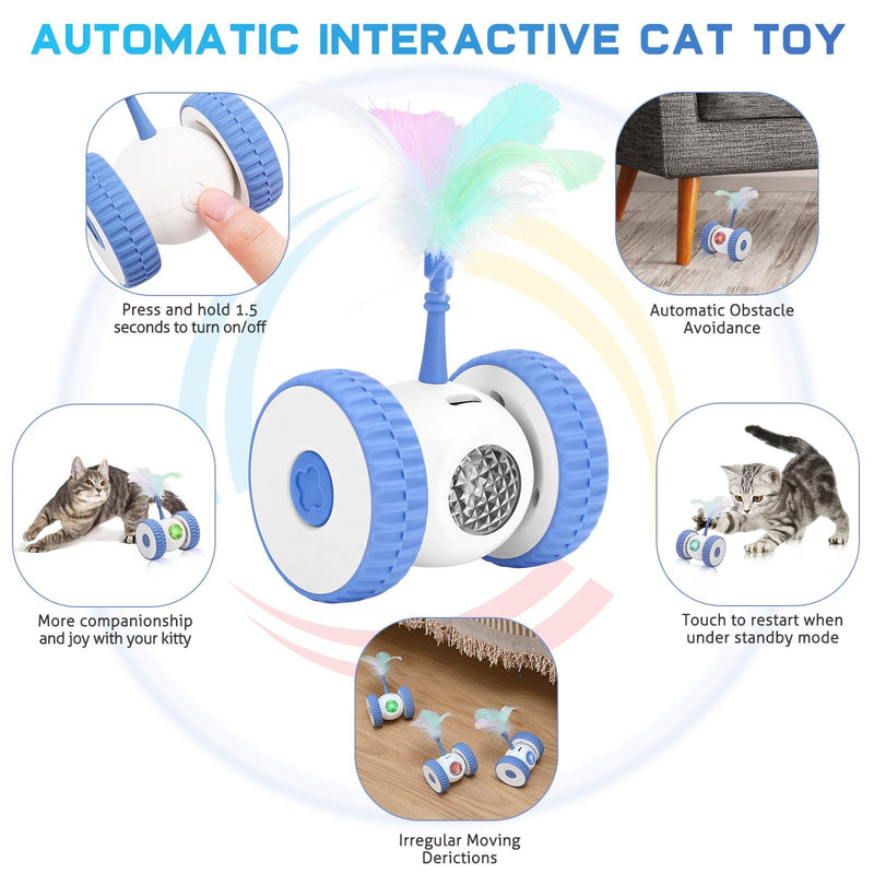 Automatic Interactive Feather Cat Toy, Smart Electric Cat Teaser Toy for Indoor Cats, Rechargeable Motion Toy for Exercise, Chasing and Play
