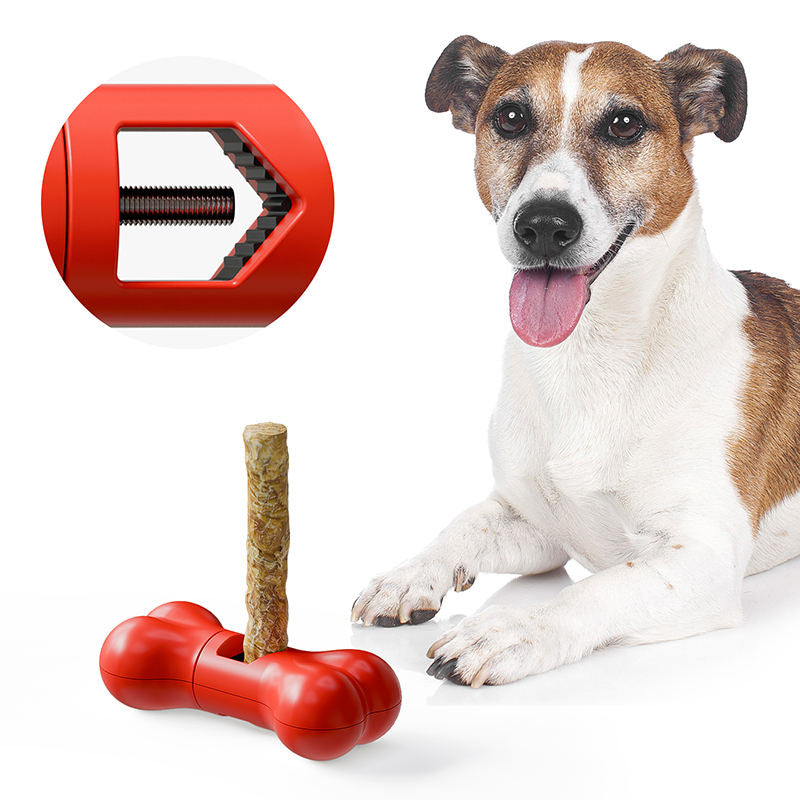 Bone Shape Dog Bully Stick Holder, Chew Stick Safety Holder for Dogs, Durable Pet Chew Toy Accessory for Bully Sticks, Dental Chews and Treats