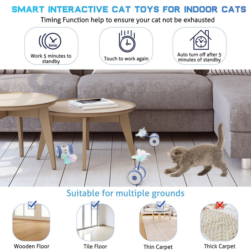 Automatic Interactive Feather Cat Toy, Smart Electric Cat Teaser Toy for Indoor Cats, Rechargeable Motion Toy for Exercise, Chasing and Play