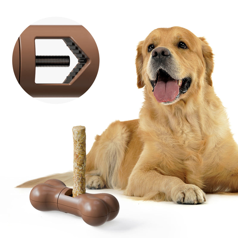 Bone Shape Dog Bully Stick Holder, Chew Stick Safety Holder for Dogs, Durable Pet Chew Toy Accessory for Bully Sticks, Dental Chews and Treats