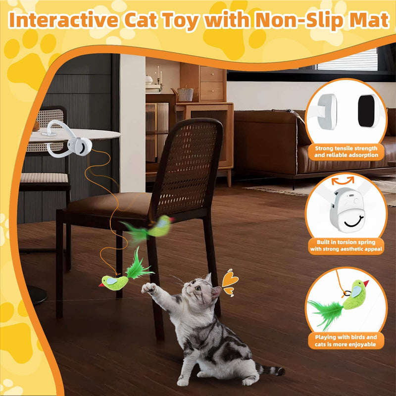 Automatic Flying Bird Cat Toy, Electric Feather Wand Toy for Indoor Cats, Interactive Rechargeable Cat Teaser Toy for Exercise and Play
