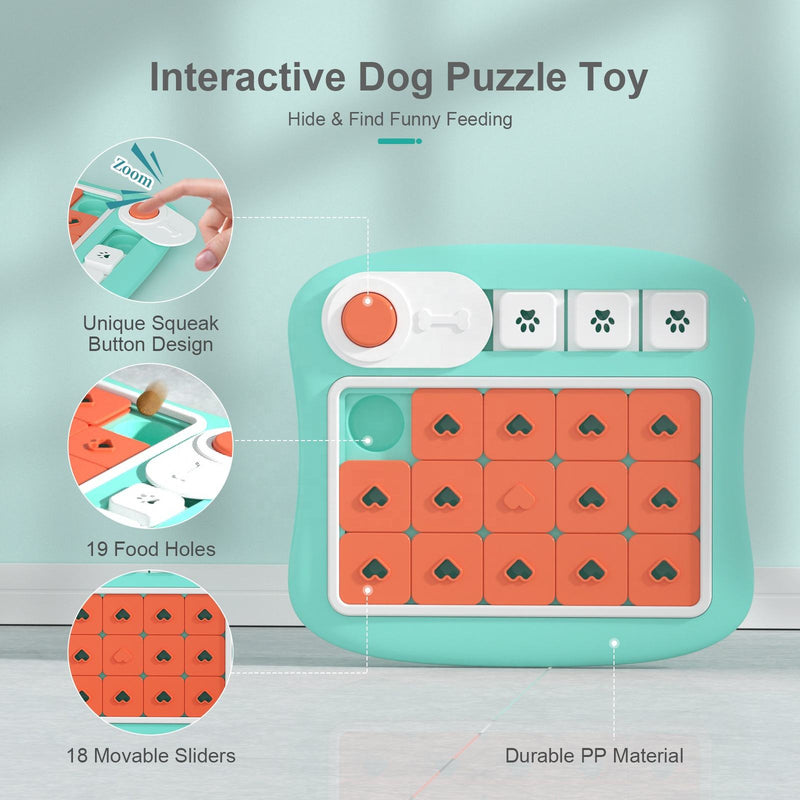 Squeaky Interactive Dog Puzzle Toy, Non-Slip Treat Dispensing Toy for Dogs, Slow Feeder Enrichment Toy for Training, Chewing and Mental Stimulation
