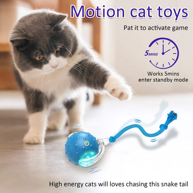 Interactive Cat Toy Ball for Indoor Cats, Rolling Cat Exercise Toy for Chasing, Pouncing and Play, Fun Motion Ball Toy for Cats and Kittens